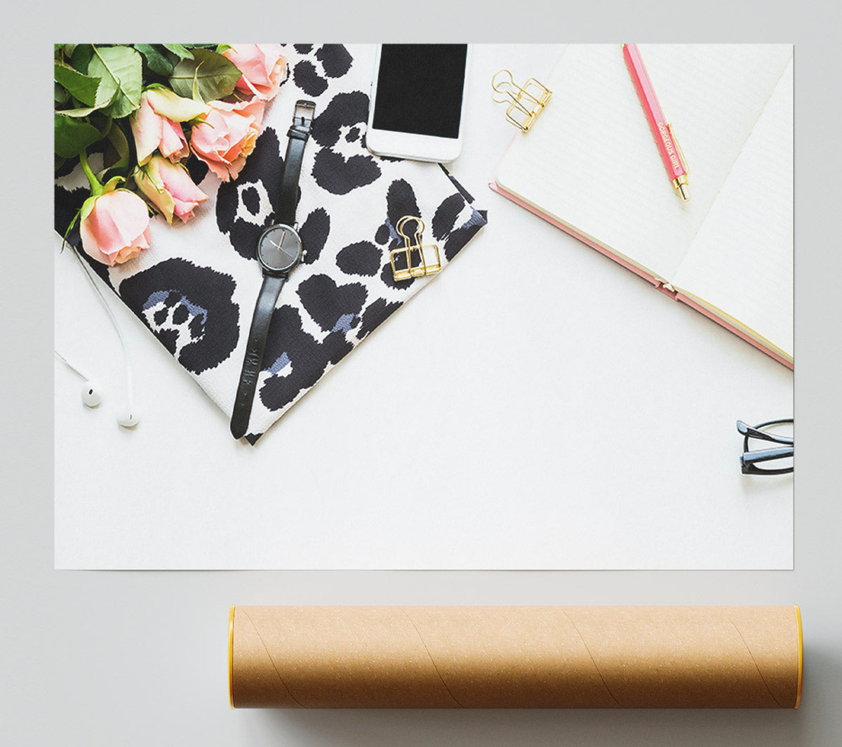 Pink And Black Minimalism Print