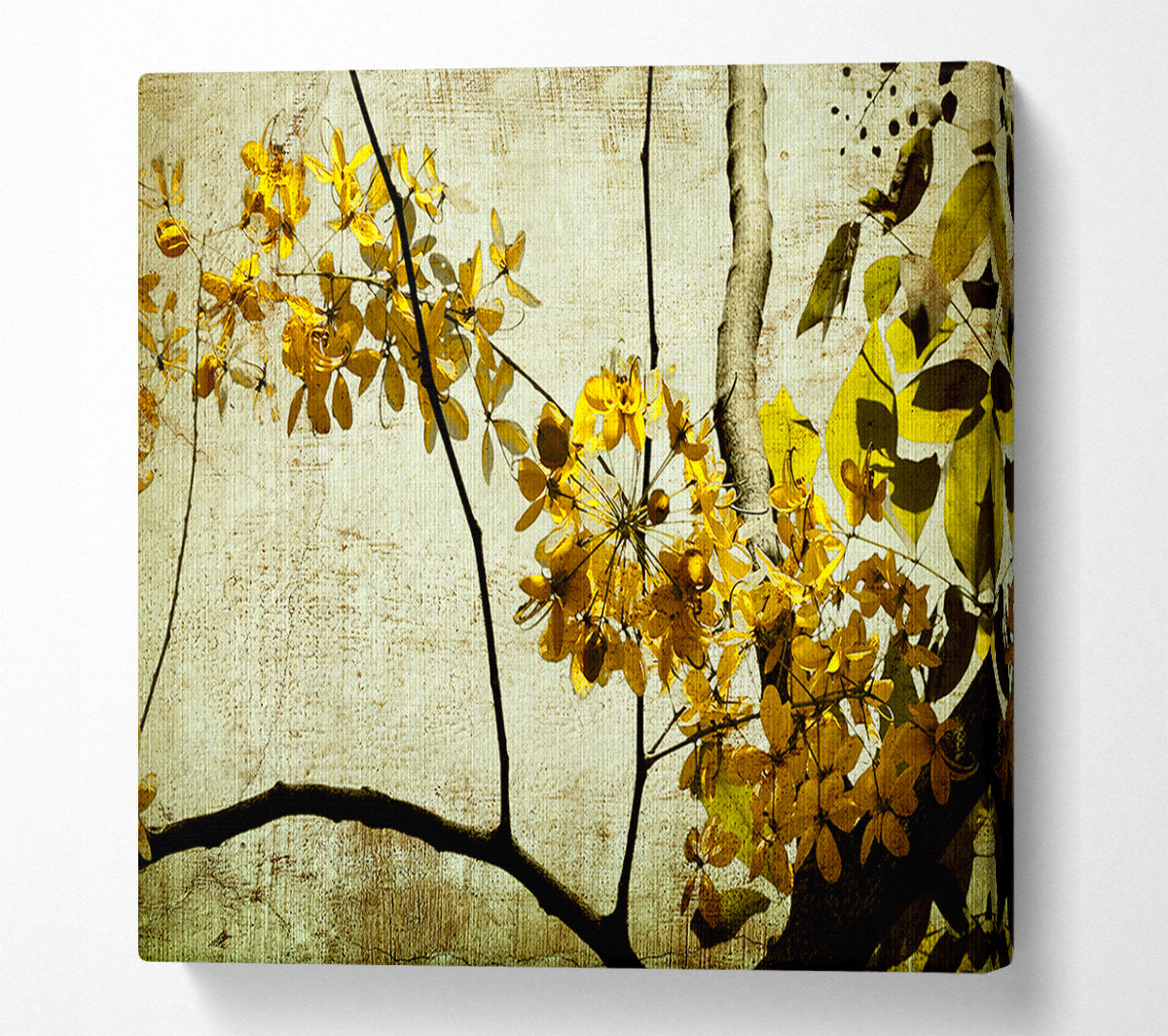 The Golden Winter Leaves Canvas Wall Art