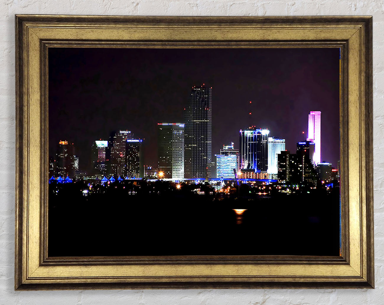 Miami City Lights Framed Print