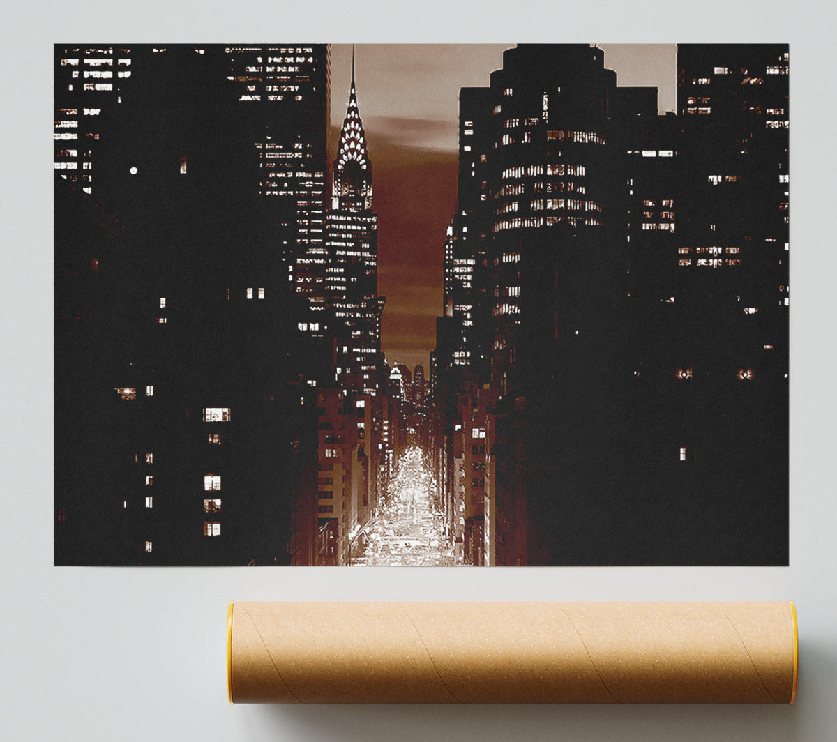 New York City 5Th Avenue Brown Giclee Print