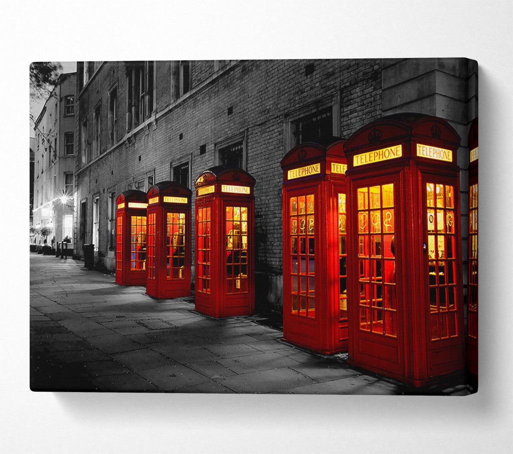 Red Telephone Boxes London England Canvas Wall Art