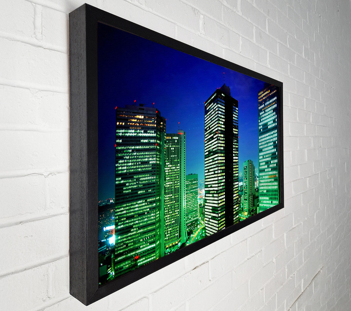 Skyscrapers Green Hue Canvas Wall Art