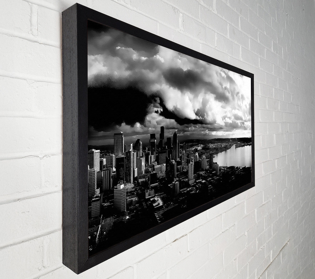 Storm Over City B n W Canvas Wall Art