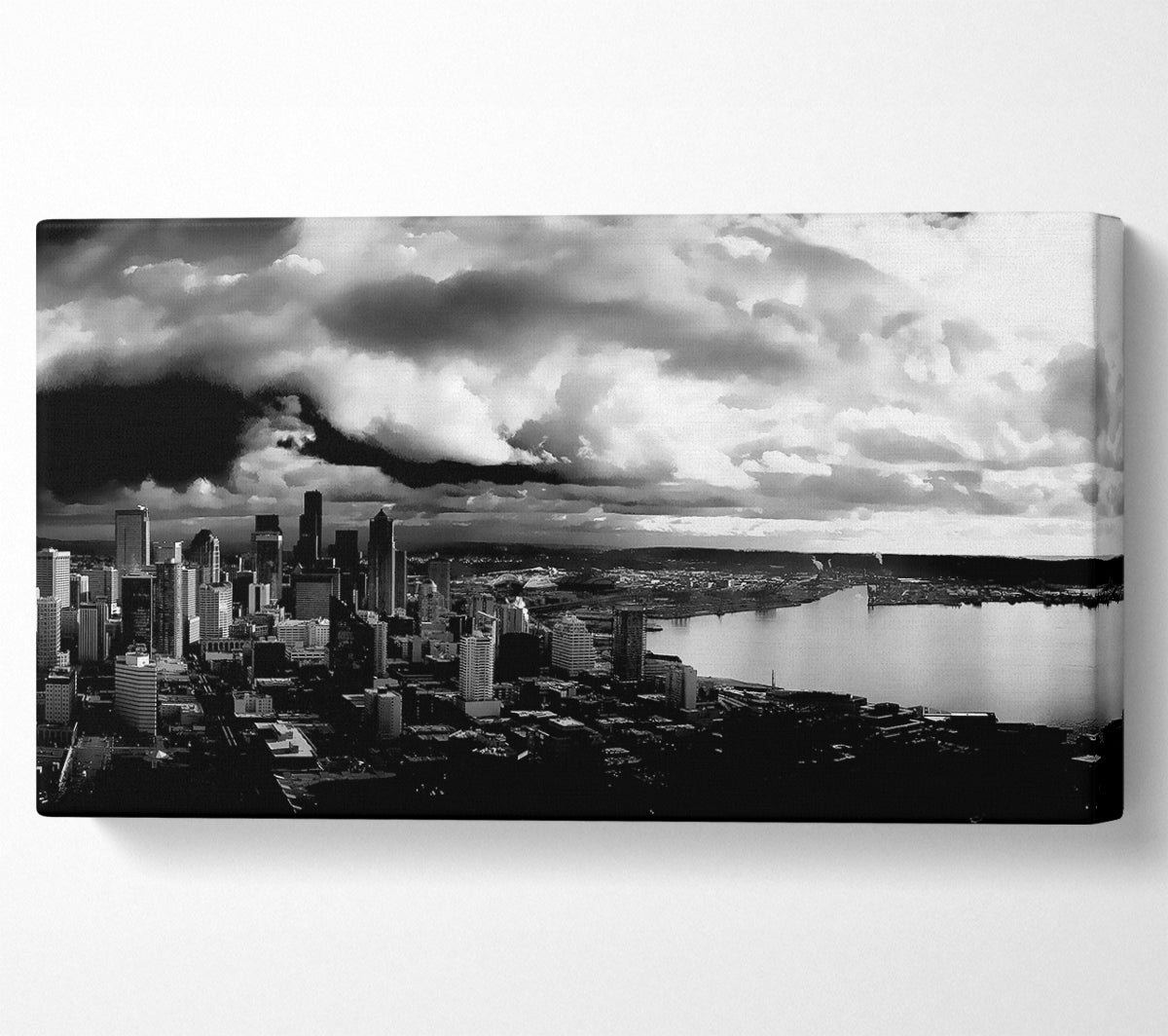 Storm Over City B n W Canvas Wall Art
