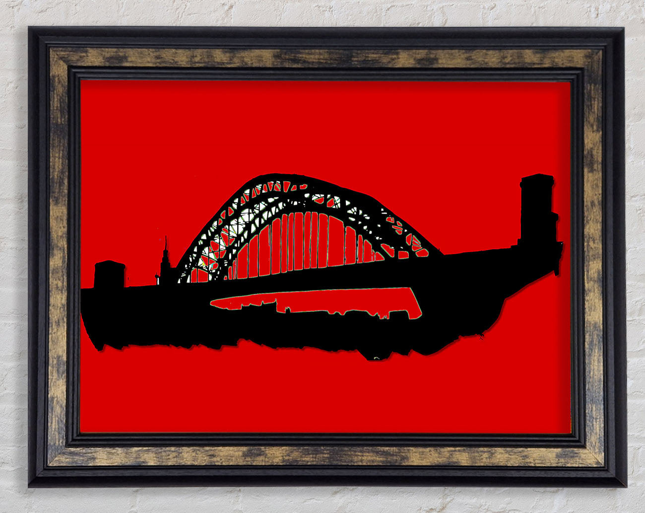 Sydney Harbour Bridge Retro Red Framed Print