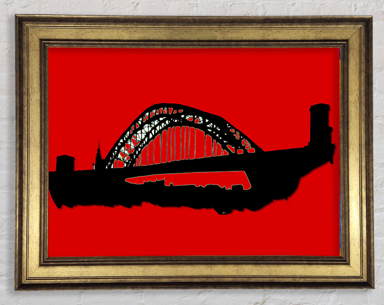 Sydney Harbour Bridge Retro Red Framed Print