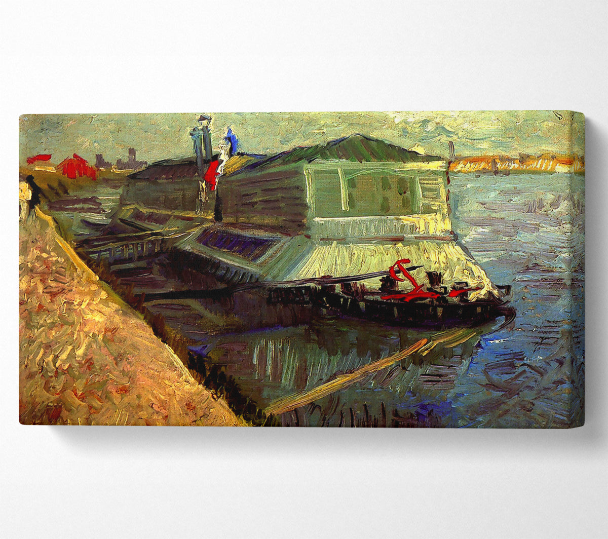 Van Gogh Bathing Float On The Seine At Asniere Canvas Wall Art