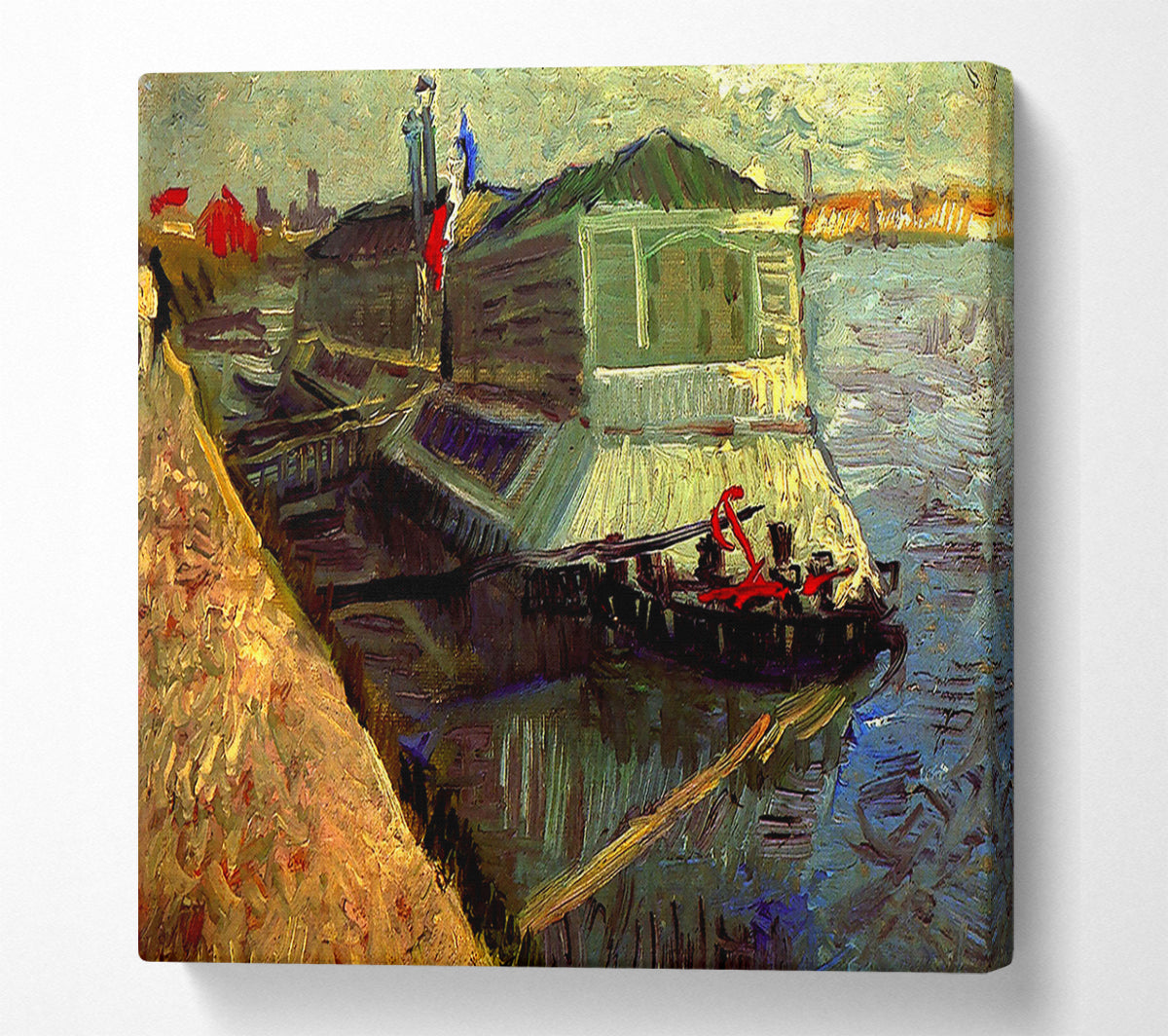 Van Gogh Bathing Float On The Seine At Asniere Canvas Wall Art