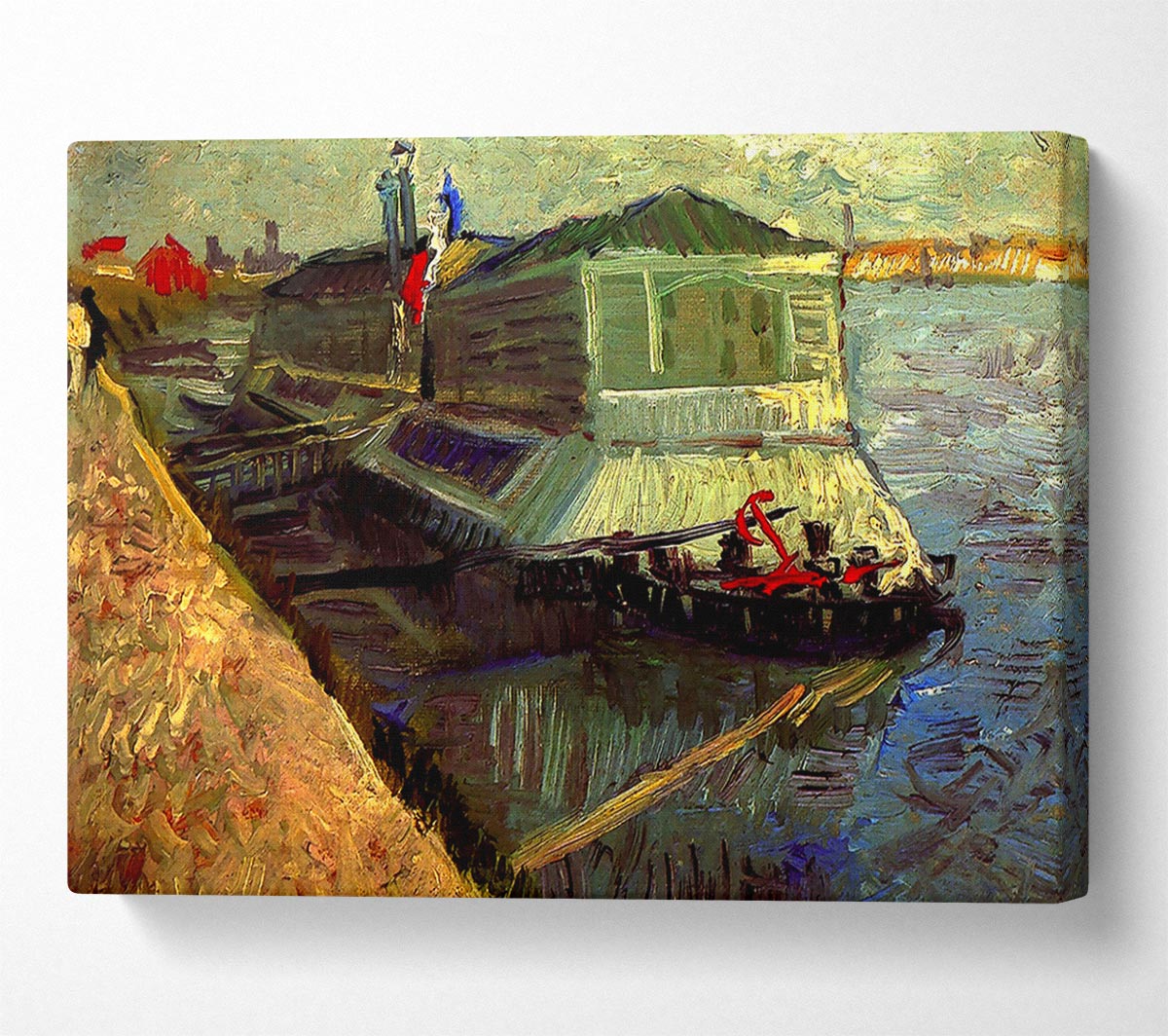 Van Gogh Bathing Float On The Seine At Asniere Canvas Wall Art