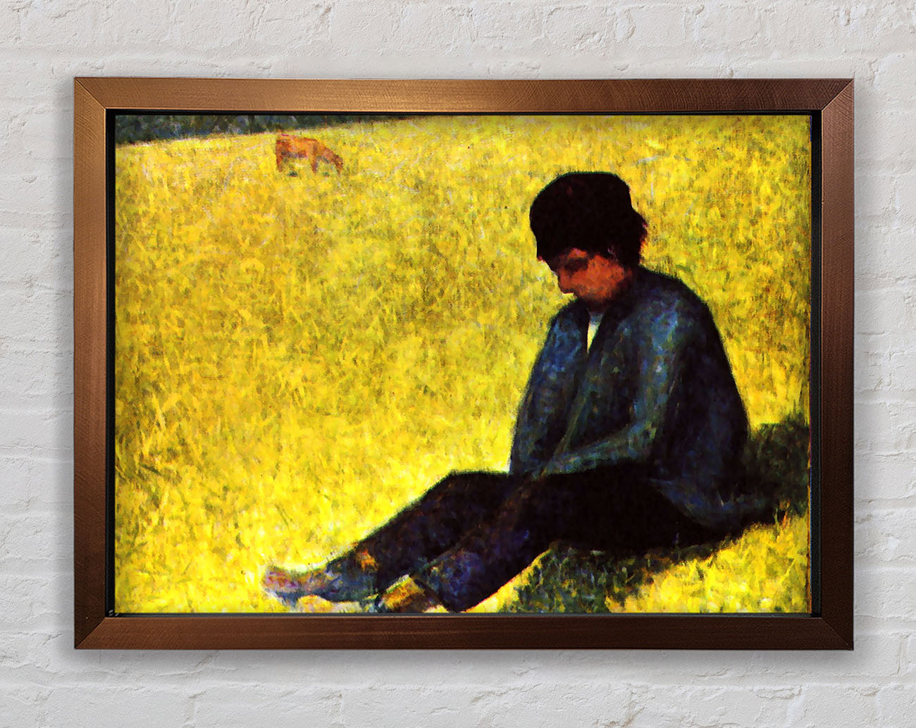 Seurat Boy Sitting On A Lawn Framed Print