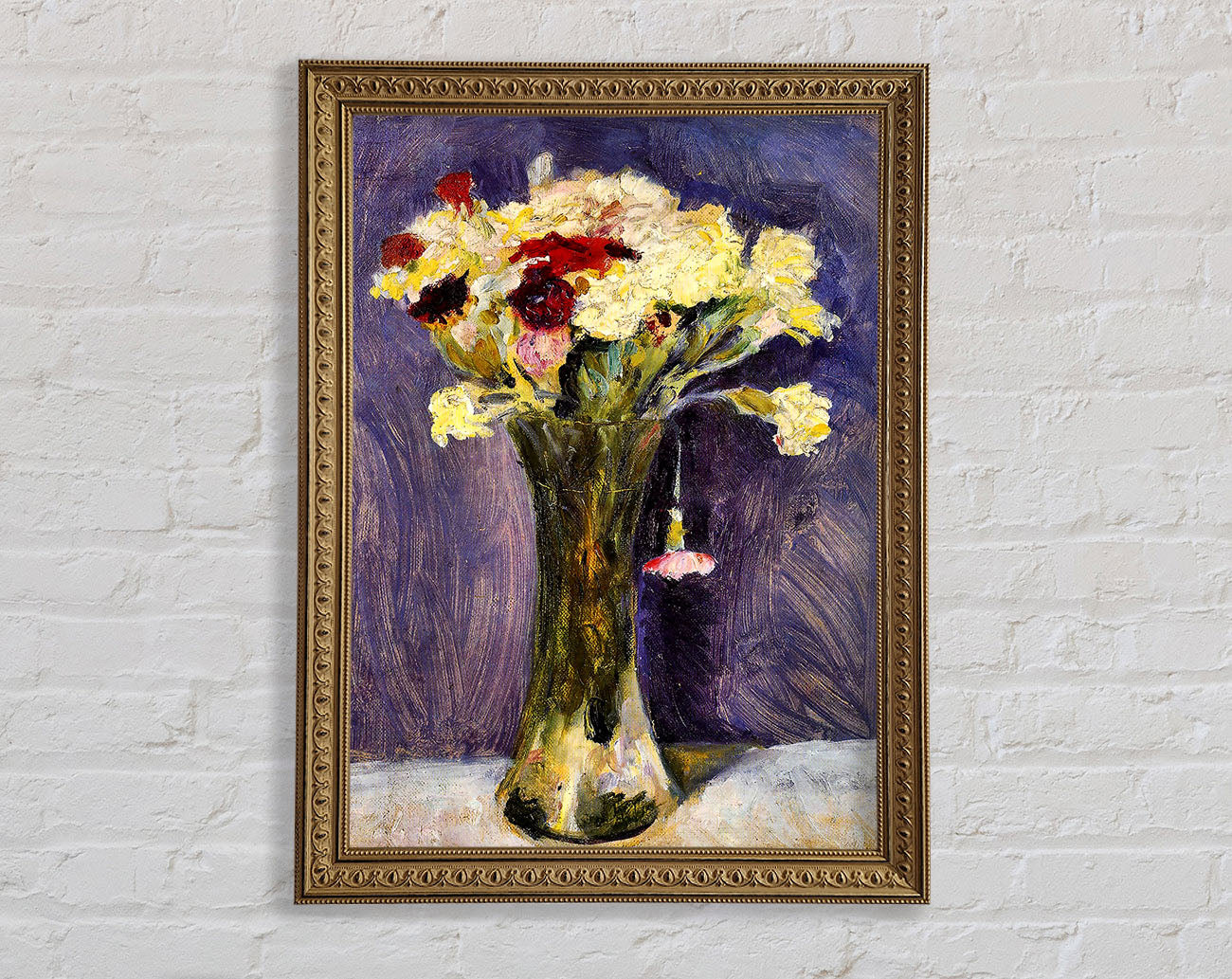 August Macke Carnations In A Green Vase Framed Print