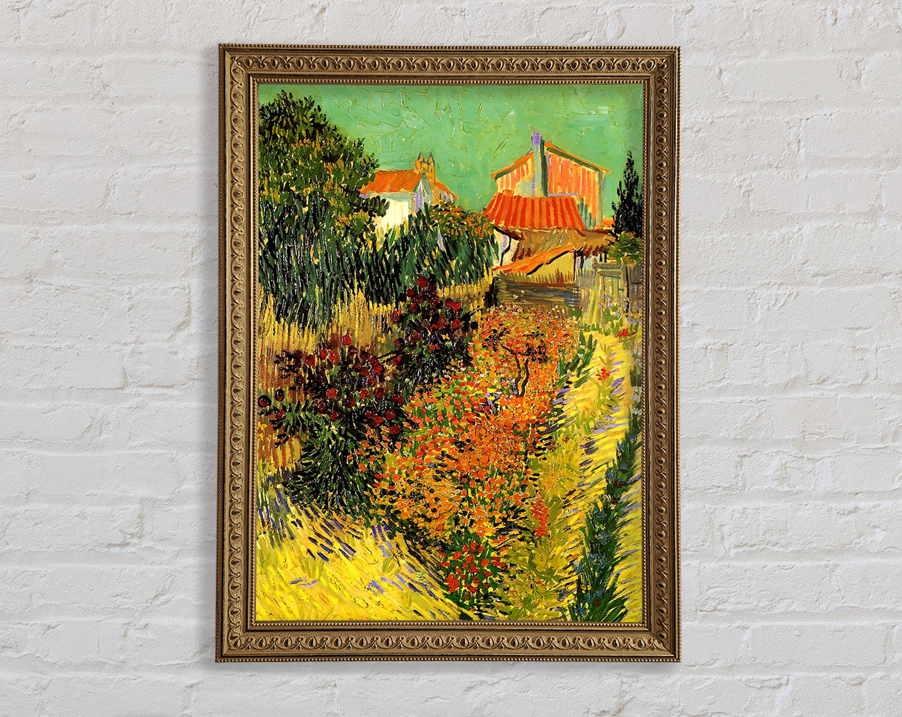 Van Gogh Garden Behind A House Framed Print