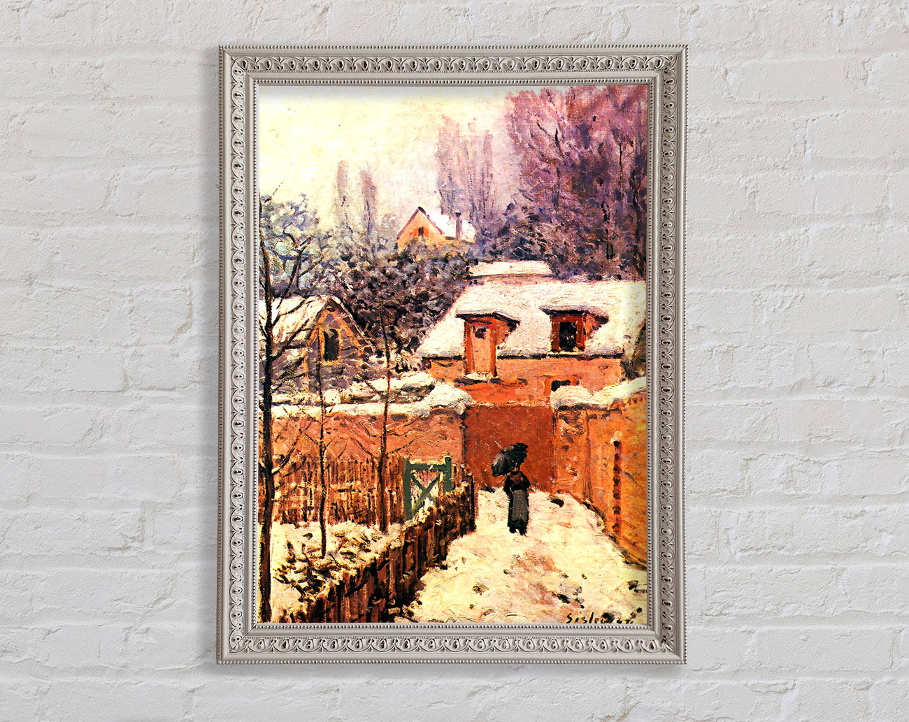 Sisley Garden In Louveciennes In Snow Framed Print