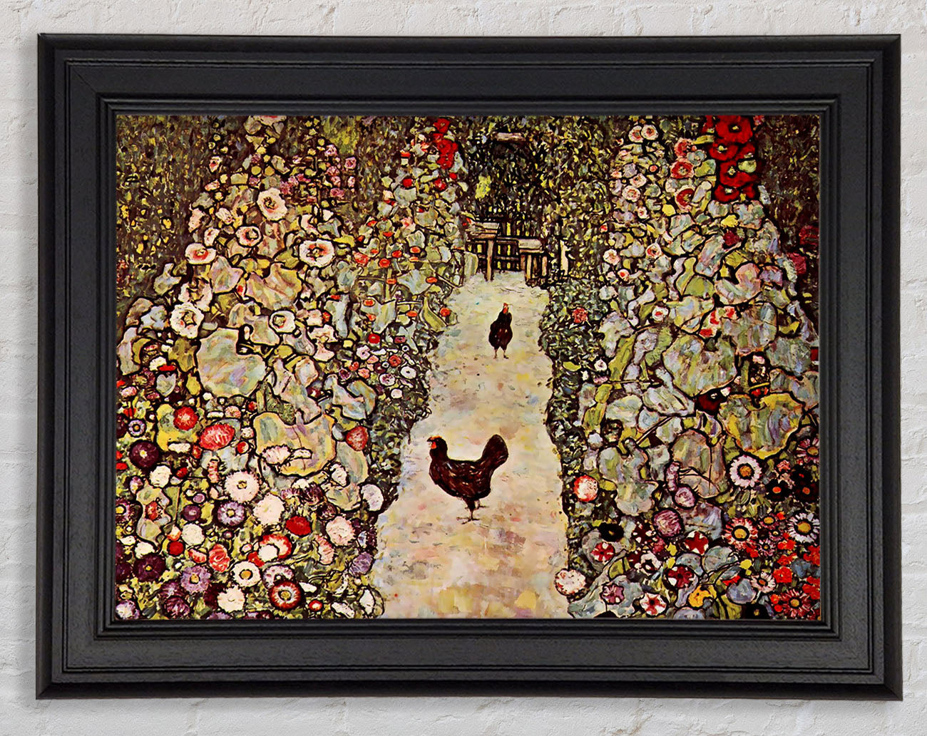 Klimt Garden Path With Chickens Framed Print