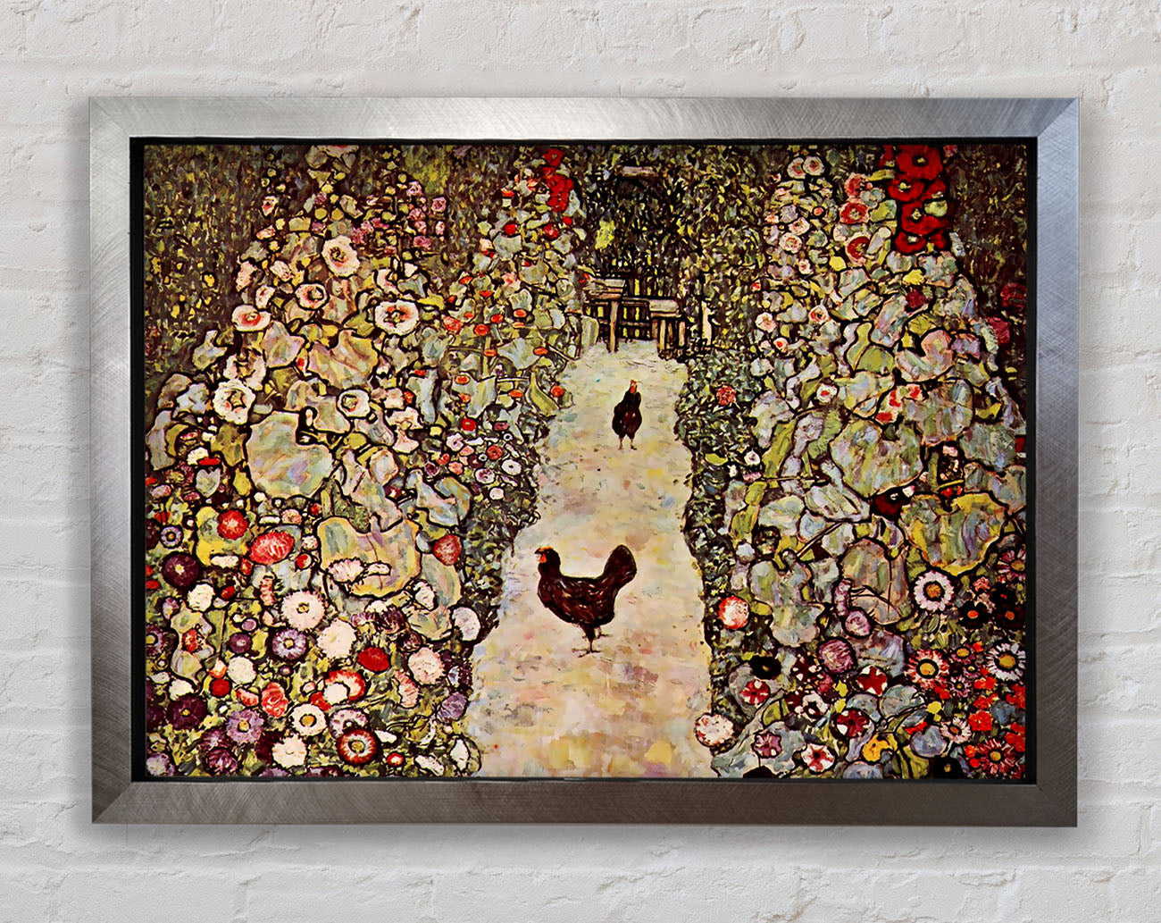 Klimt Garden Path With Chickens Framed Print