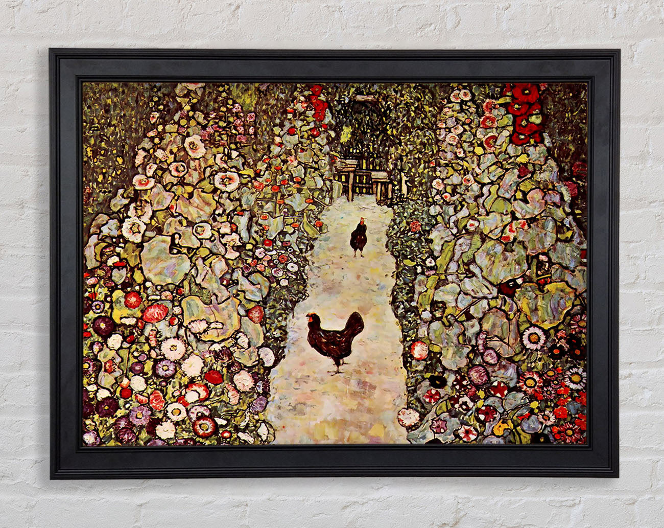 Klimt Garden Path With Chickens Framed Print