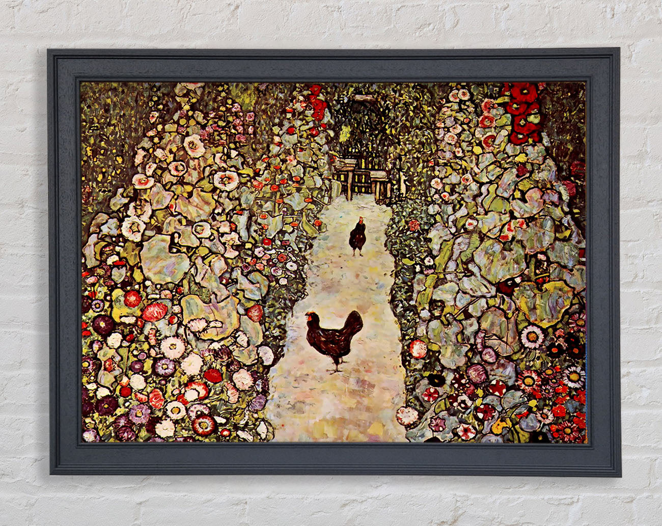 Klimt Garden Path With Chickens Framed Print