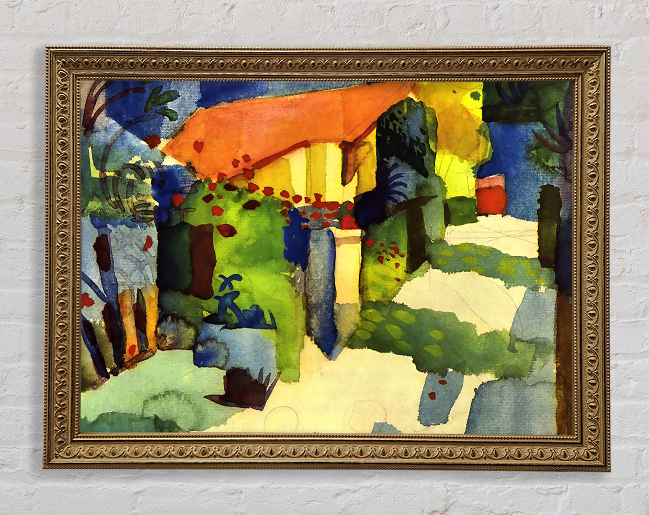August Macke House In The Garden Framed Print