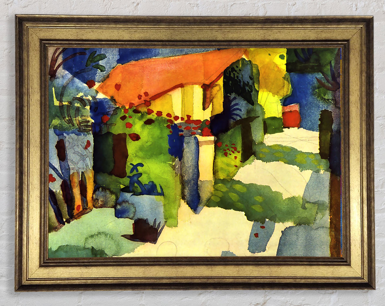 August Macke House In The Garden Framed Print