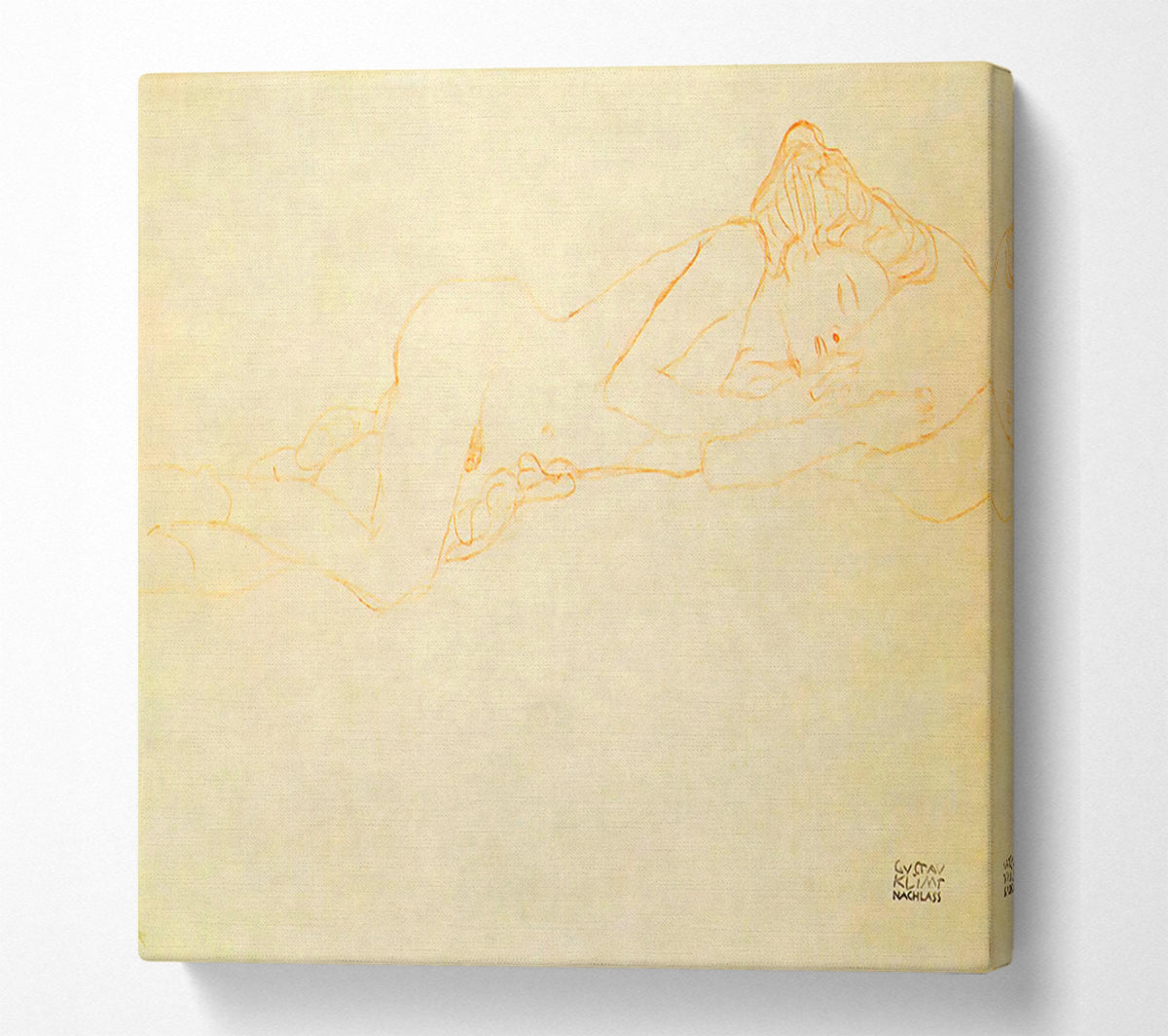 Klimt Liegender Female Nude Canvas Print