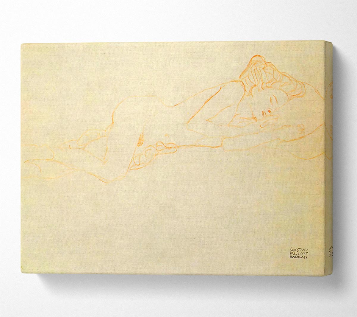 Klimt Liegender Female Nude Canvas Print