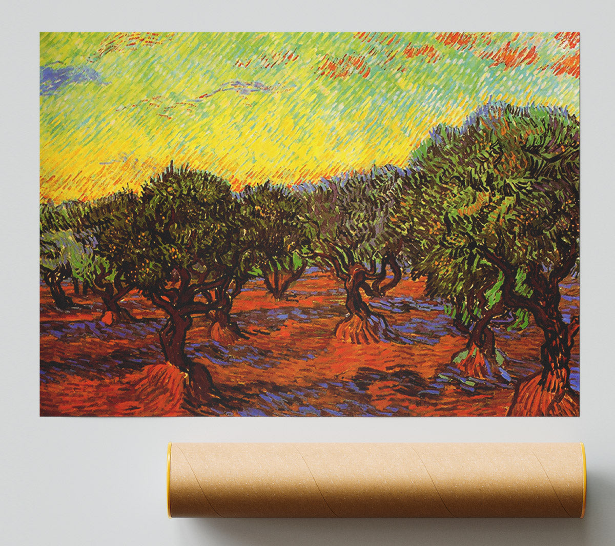 Van Gogh Olive Grove Orange Sky Giclee Print