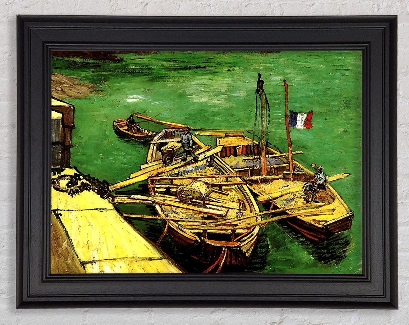 Van Gogh Quay With Men Unloading Sand Barges Framed Print