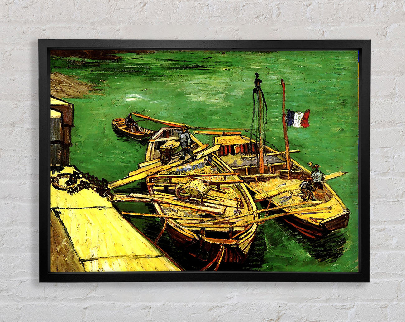 Van Gogh Quay With Men Unloading Sand Barges Framed Print