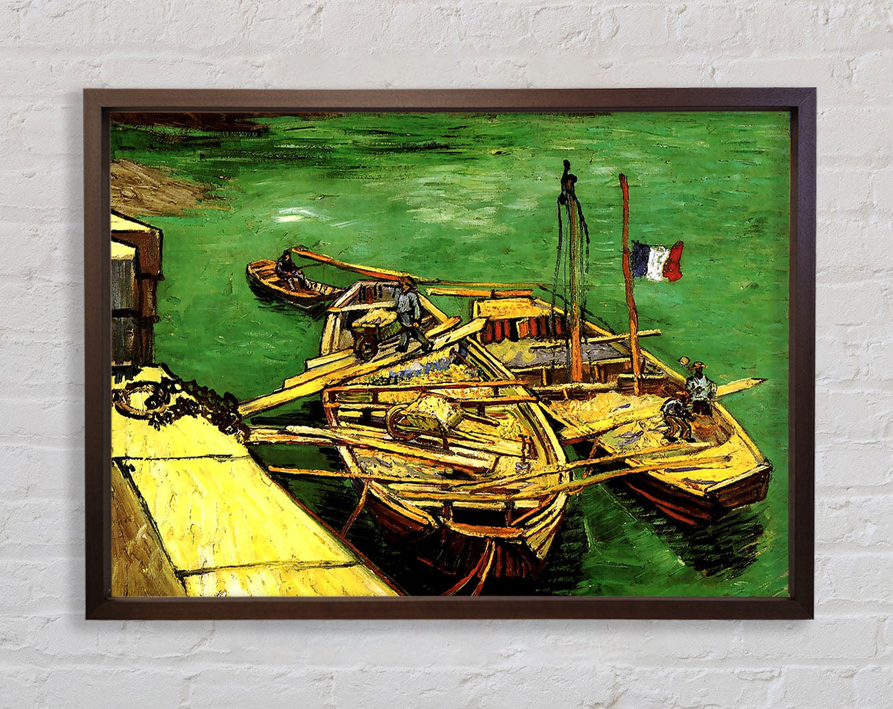 Van Gogh Quay With Men Unloading Sand Barges Framed Print