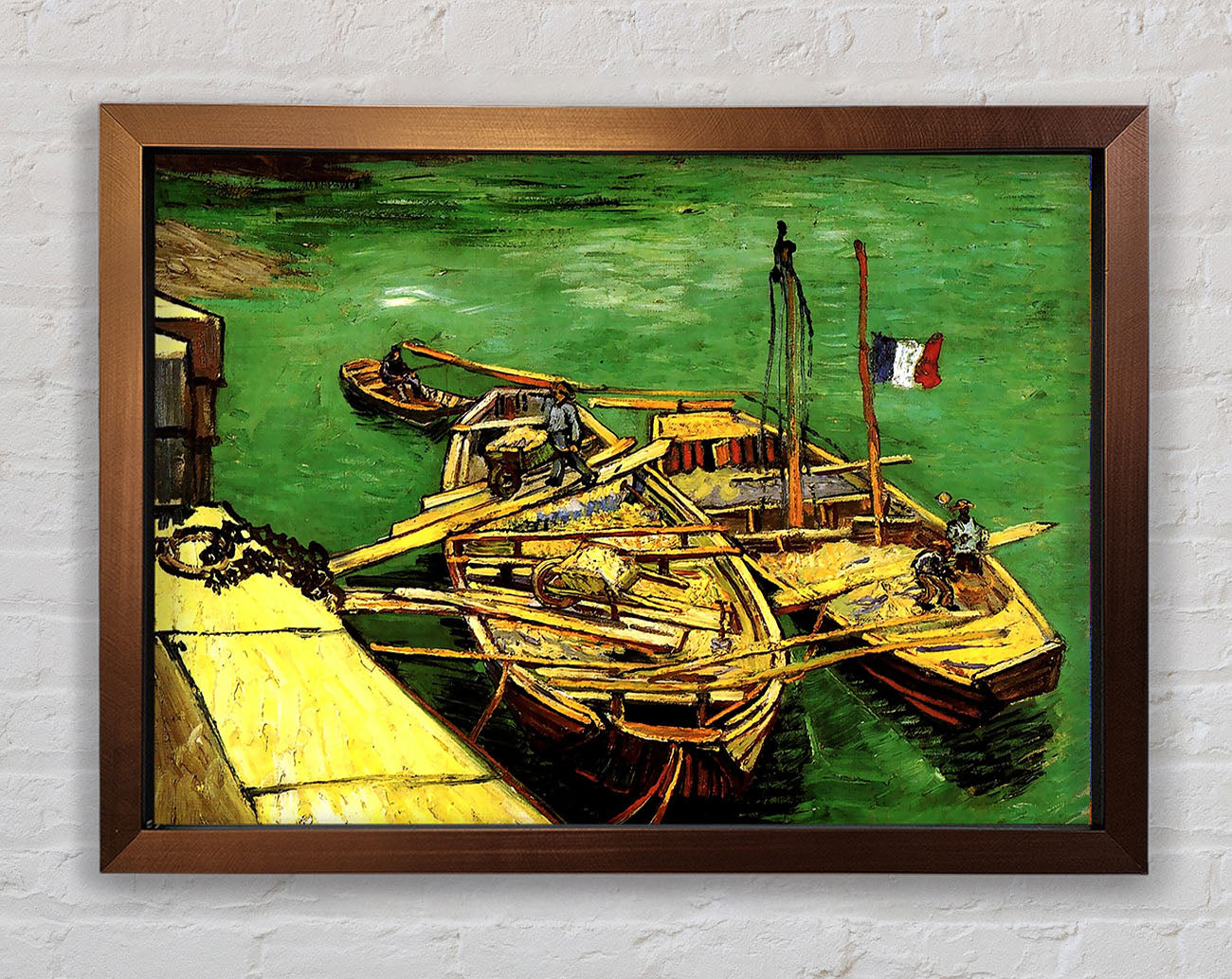 Van Gogh Quay With Men Unloading Sand Barges Framed Print