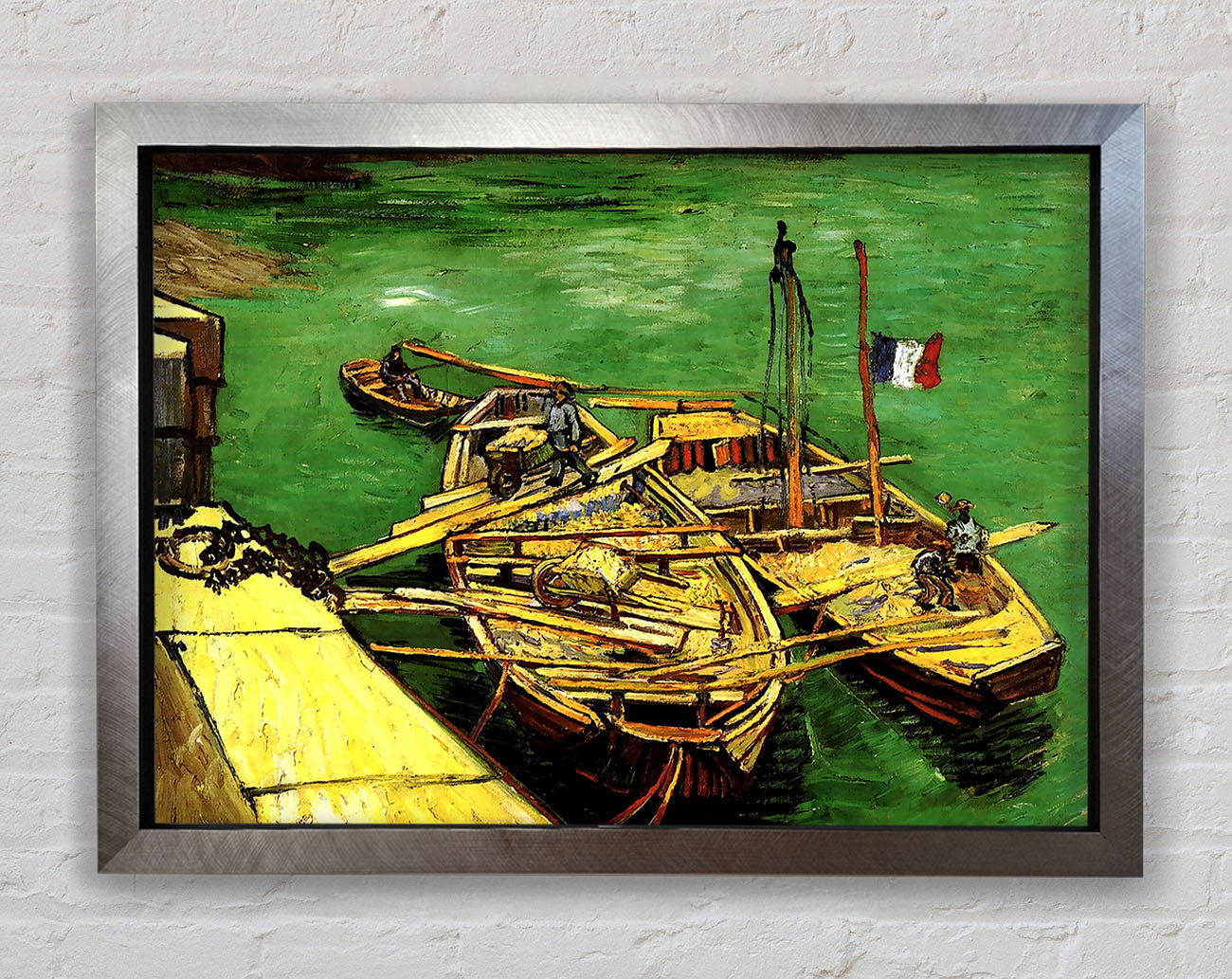Van Gogh Quay With Men Unloading Sand Barges Framed Print