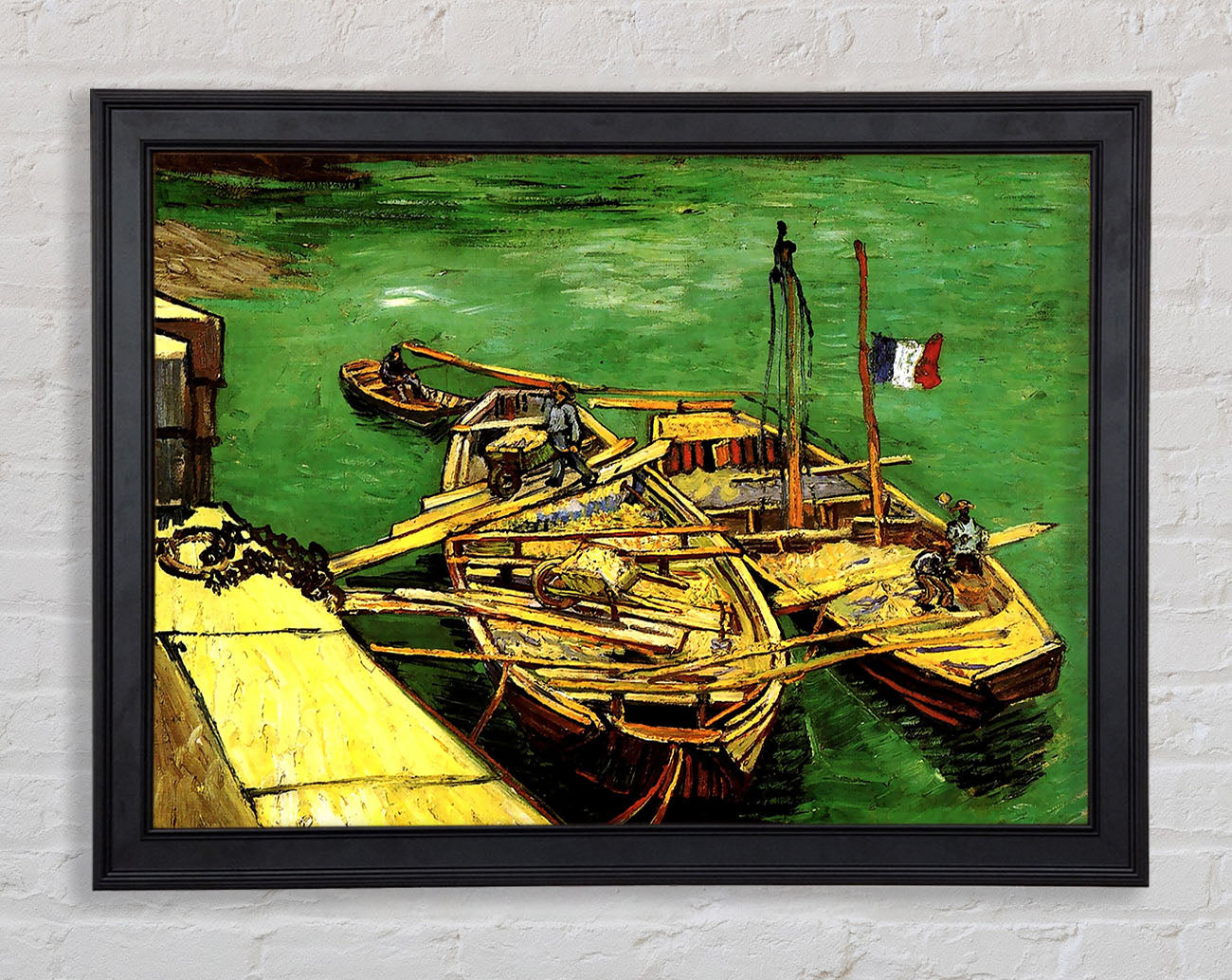 Van Gogh Quay With Men Unloading Sand Barges Framed Print