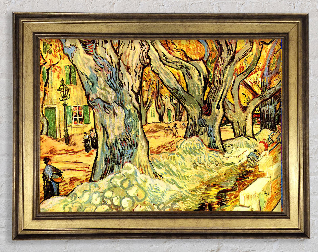 Van Gogh Road Workers On The Boulevard Victor Hugo In Saint-Remy Framed Print