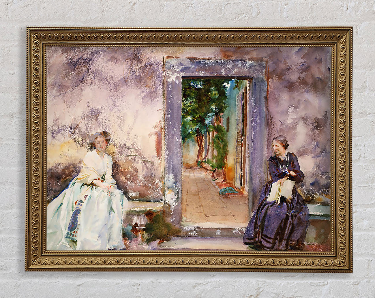 John Singer Sargent The Garden Wall Framed Print