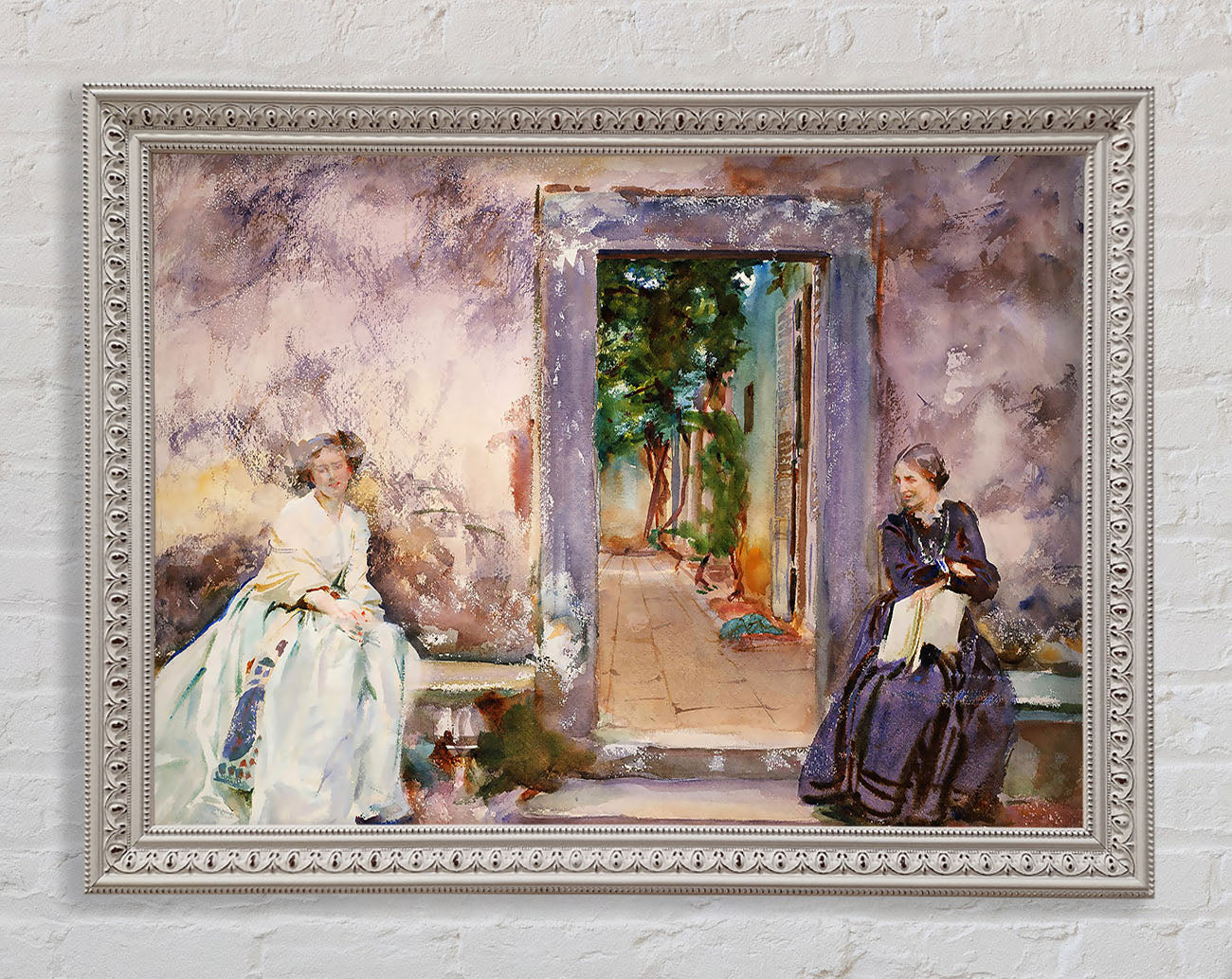 John Singer Sargent The Garden Wall Framed Print