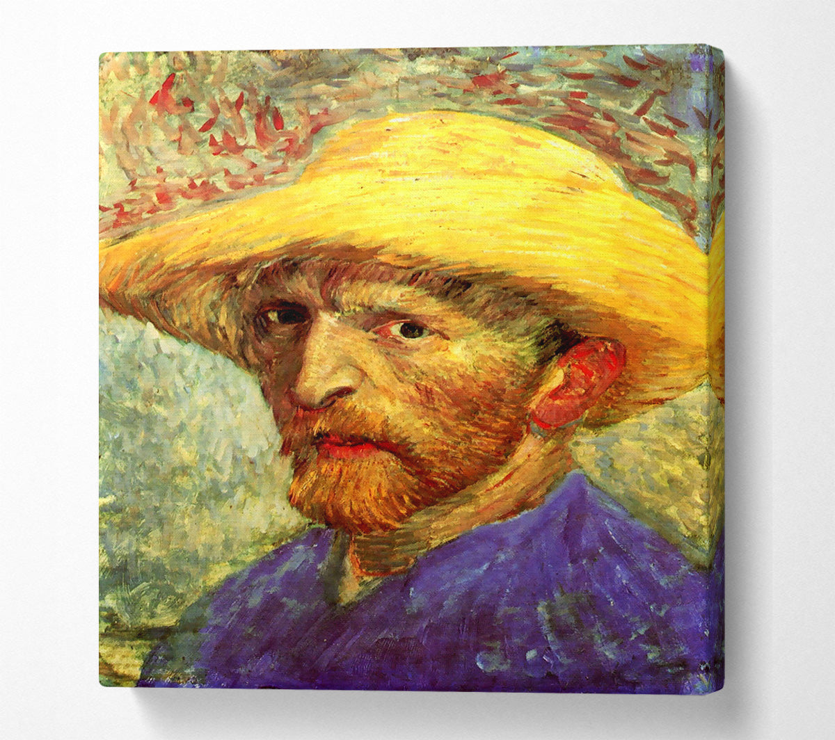Van Gogh Self Portrait With Straw Hat 3 Canvas Wall Art