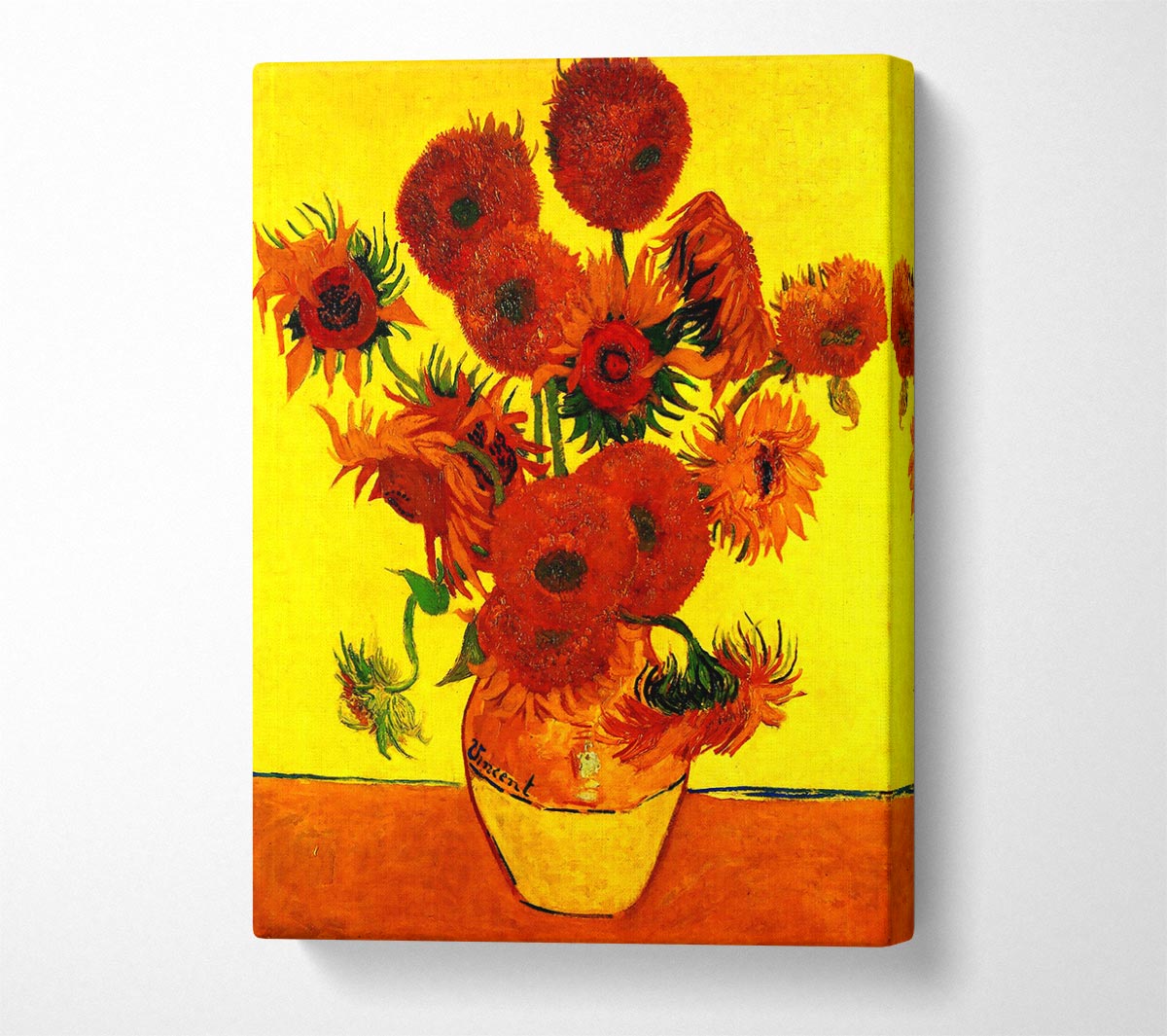 Van Gogh Still Life Vase With Fifteen Sunflowers 3 Canvas Wall Art