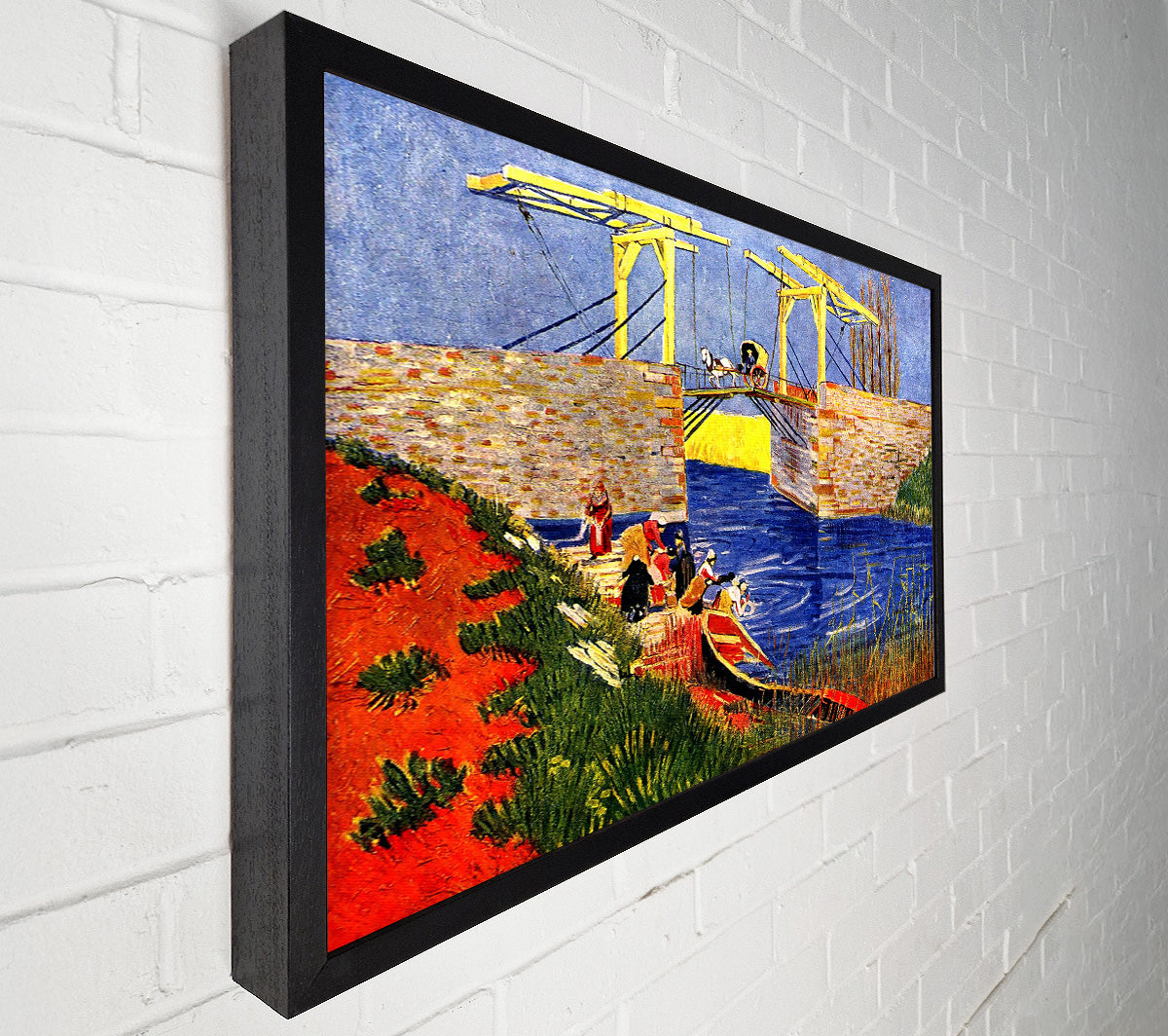 Van Gogh The Langlois Bridge At Arles With Women Washing Canvas Wall Art