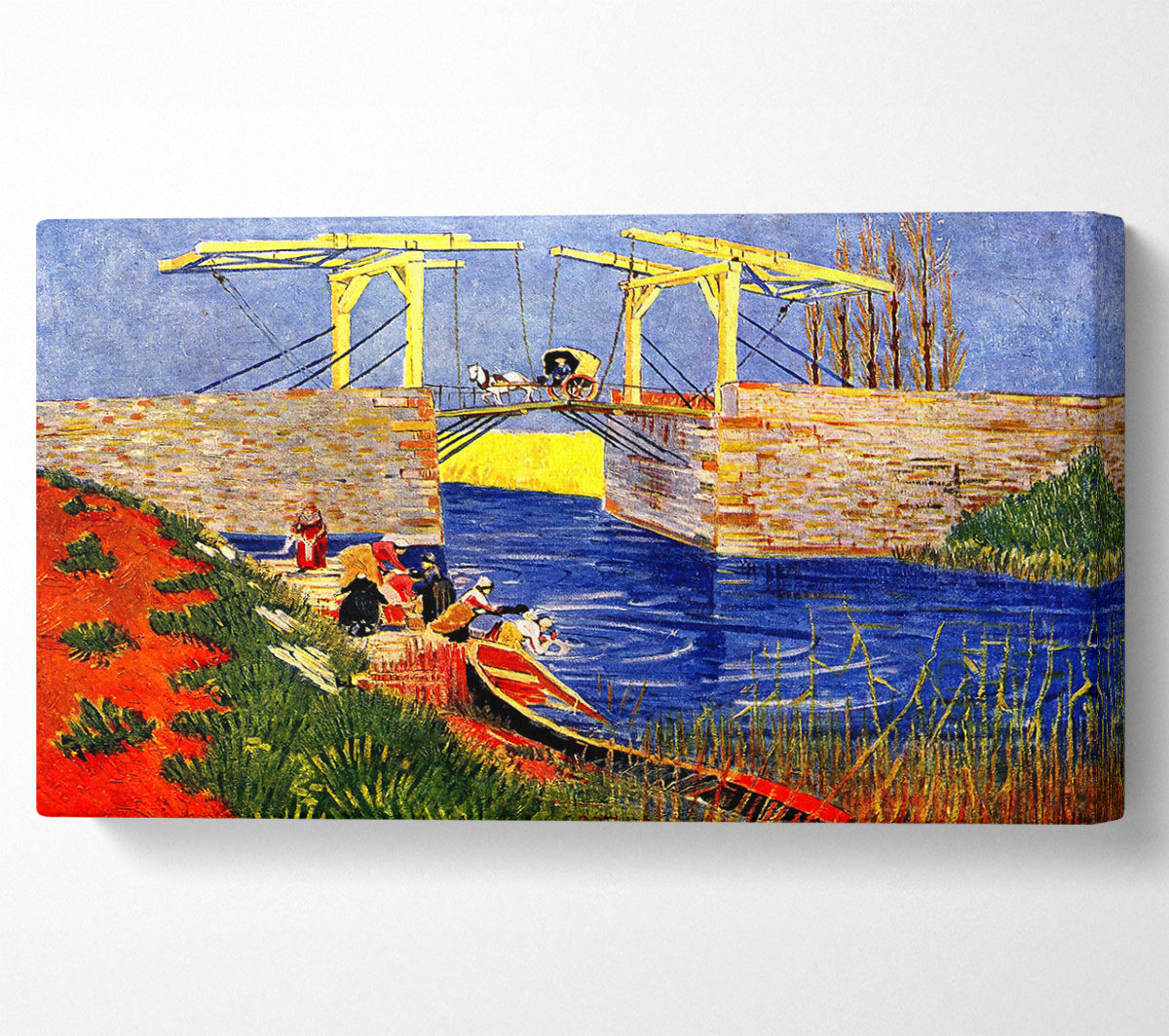 Van Gogh The Langlois Bridge At Arles With Women Washing Canvas Wall Art
