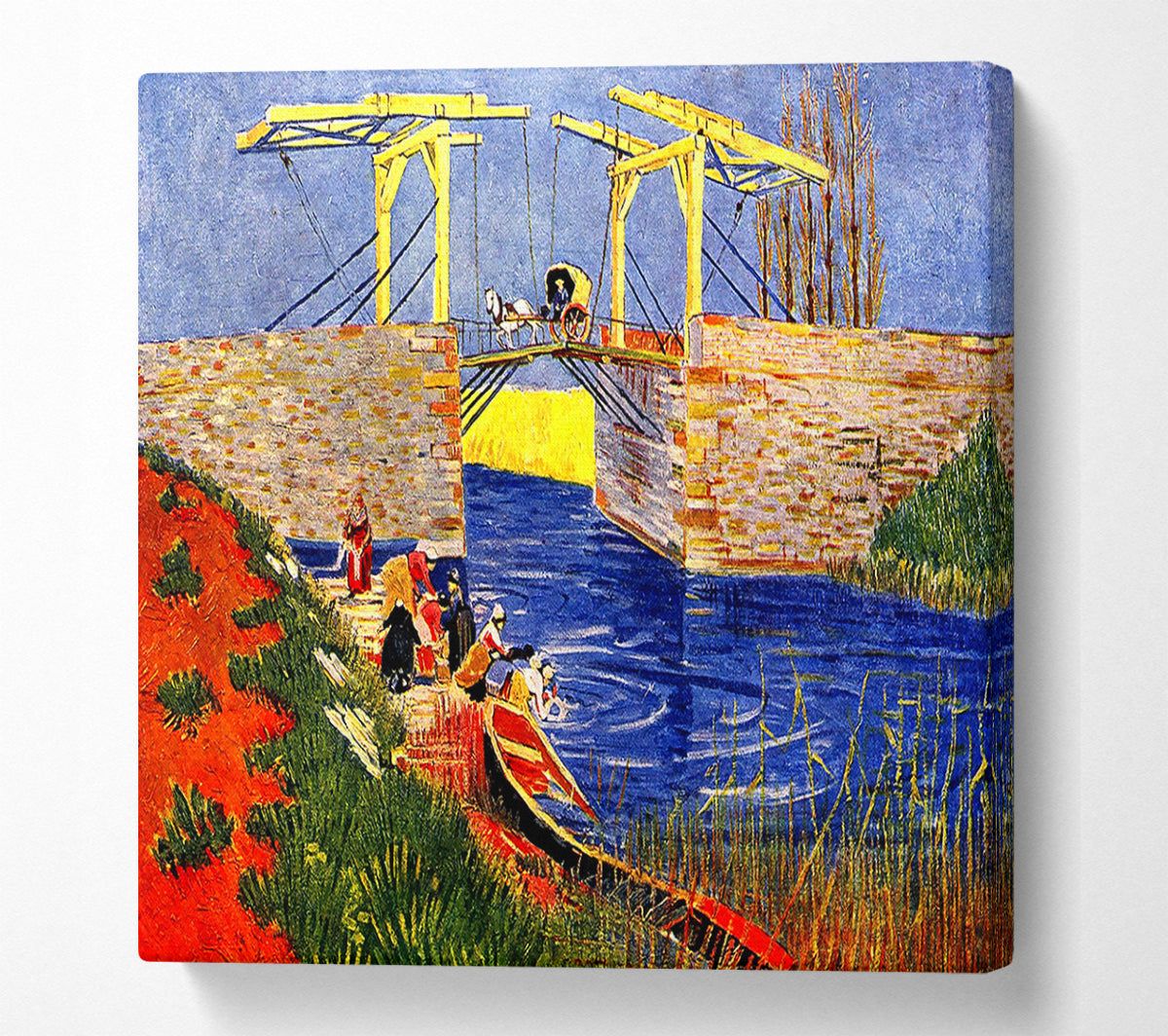 Van Gogh The Langlois Bridge At Arles With Women Washing Canvas Wall Art