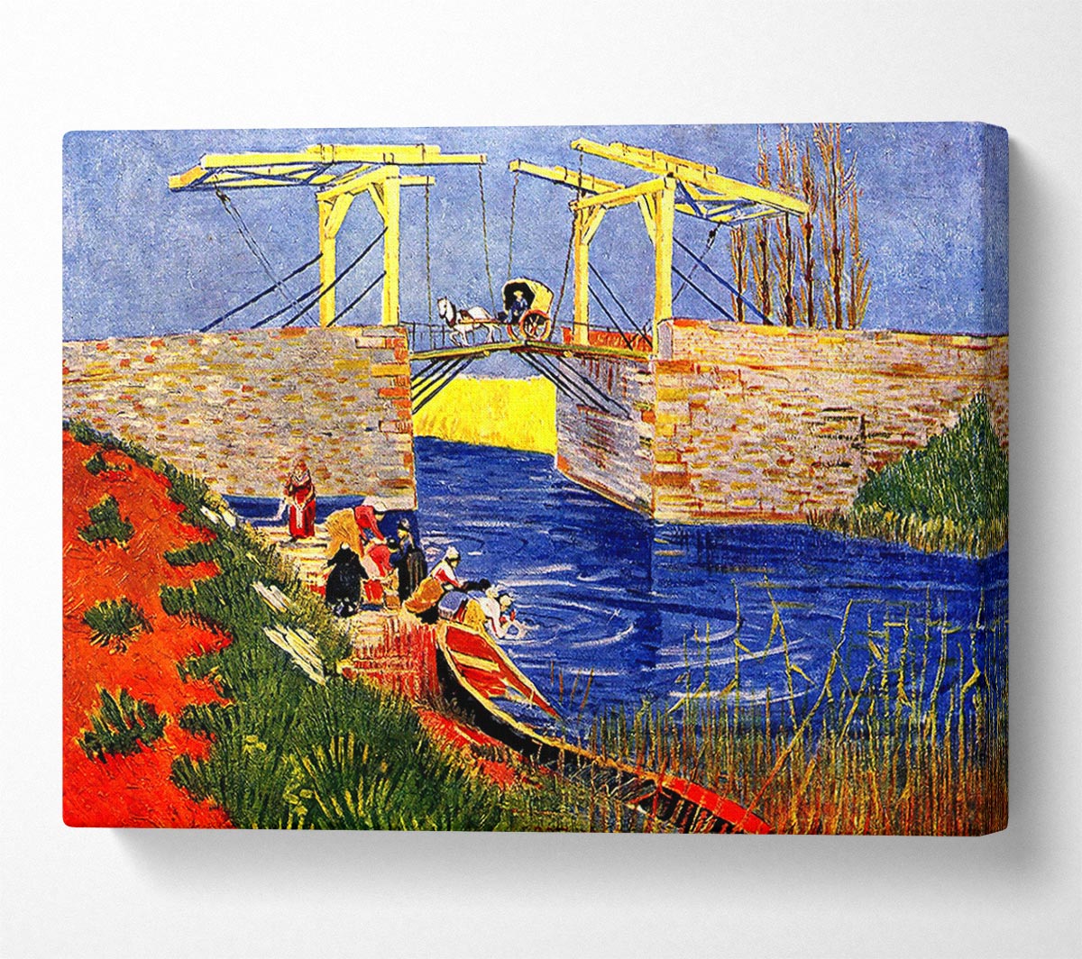 Van Gogh The Langlois Bridge At Arles With Women Washing Canvas Wall Art
