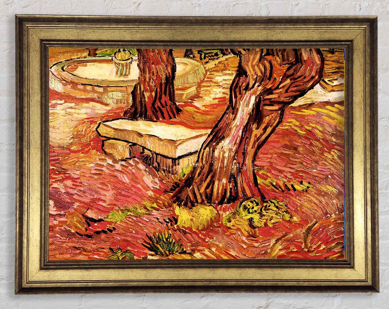 Van Gogh The Stone Bench In The Garden Of Saint-Paul Hospital Framed Print