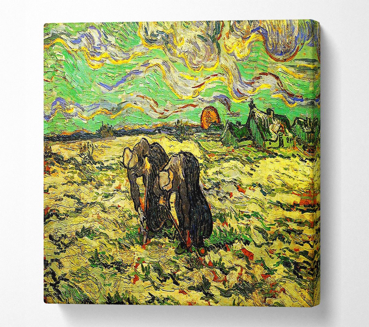 Van Gogh Two Peasant Women Digging In Field With Snow Canvas Wall Art