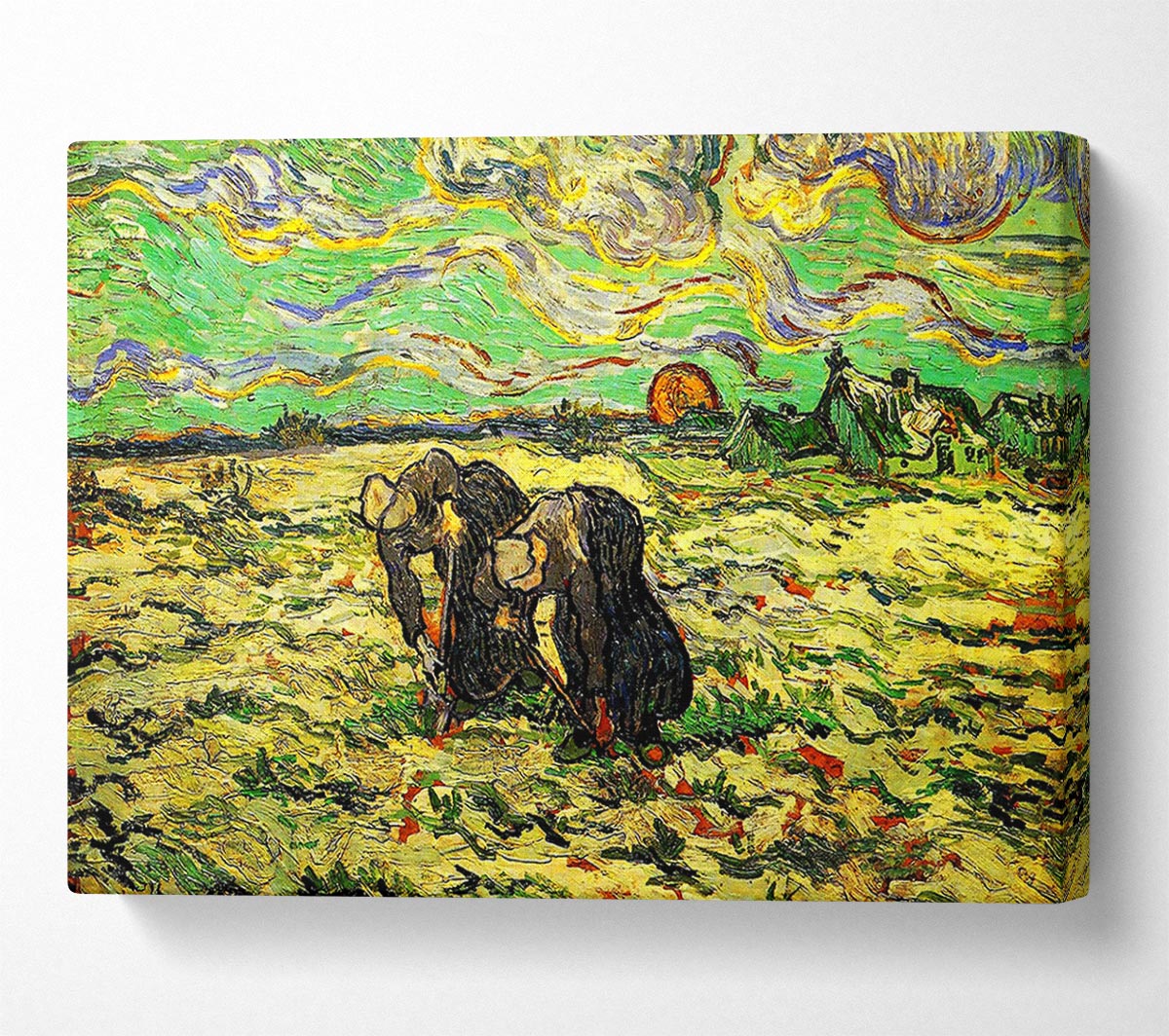 Van Gogh Two Peasant Women Digging In Field With Snow Canvas Wall Art
