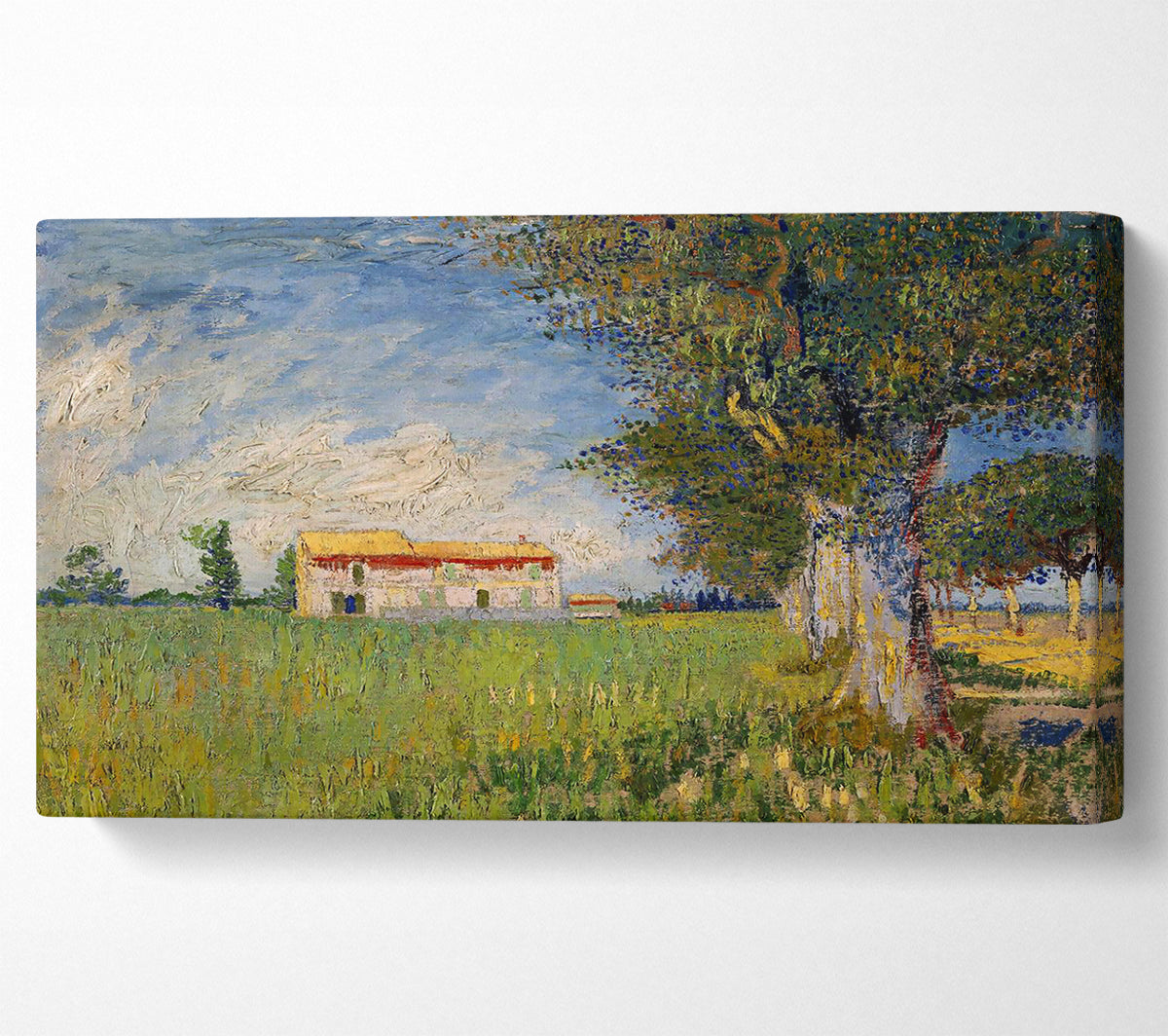 Van Gogh Farmhouse In A Wheat Field Canvas Wall Art