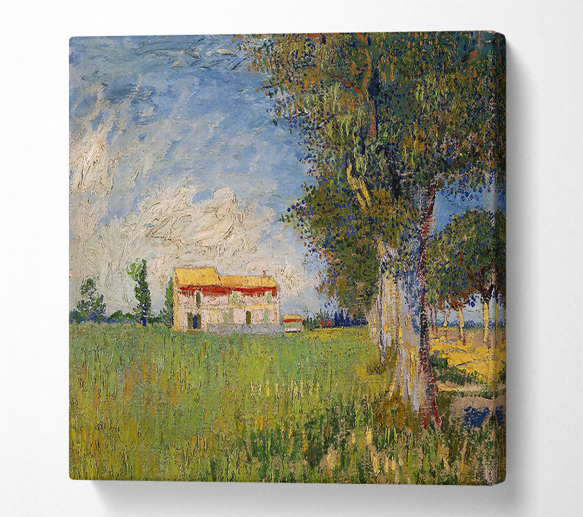 Van Gogh Farmhouse In A Wheat Field Canvas Wall Art