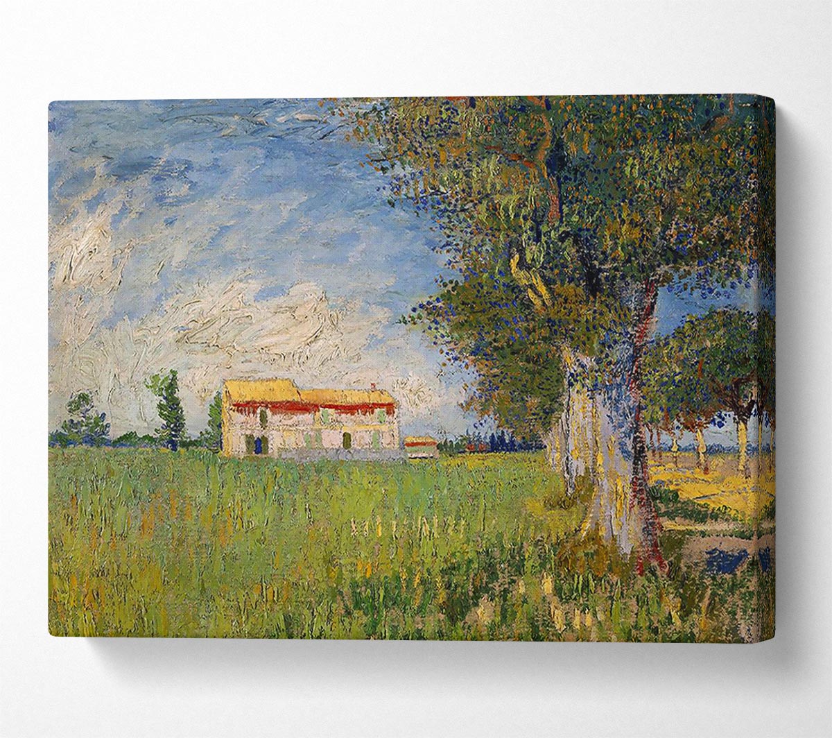 Van Gogh Farmhouse In A Wheat Field Canvas Wall Art