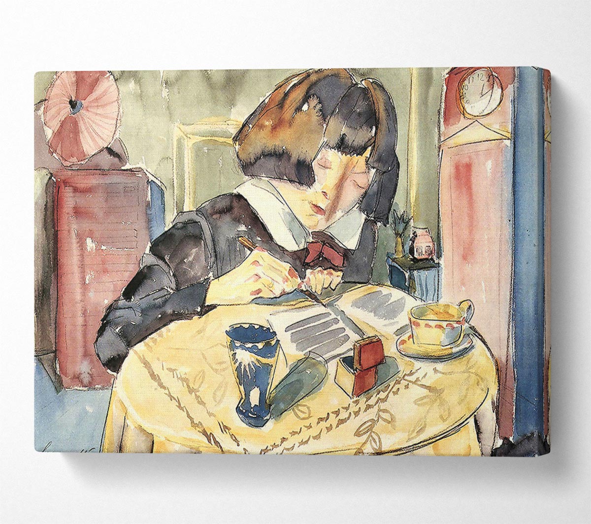 Walter Gramatte Writing Girl Sonia Gramatte Canvas Wall Art