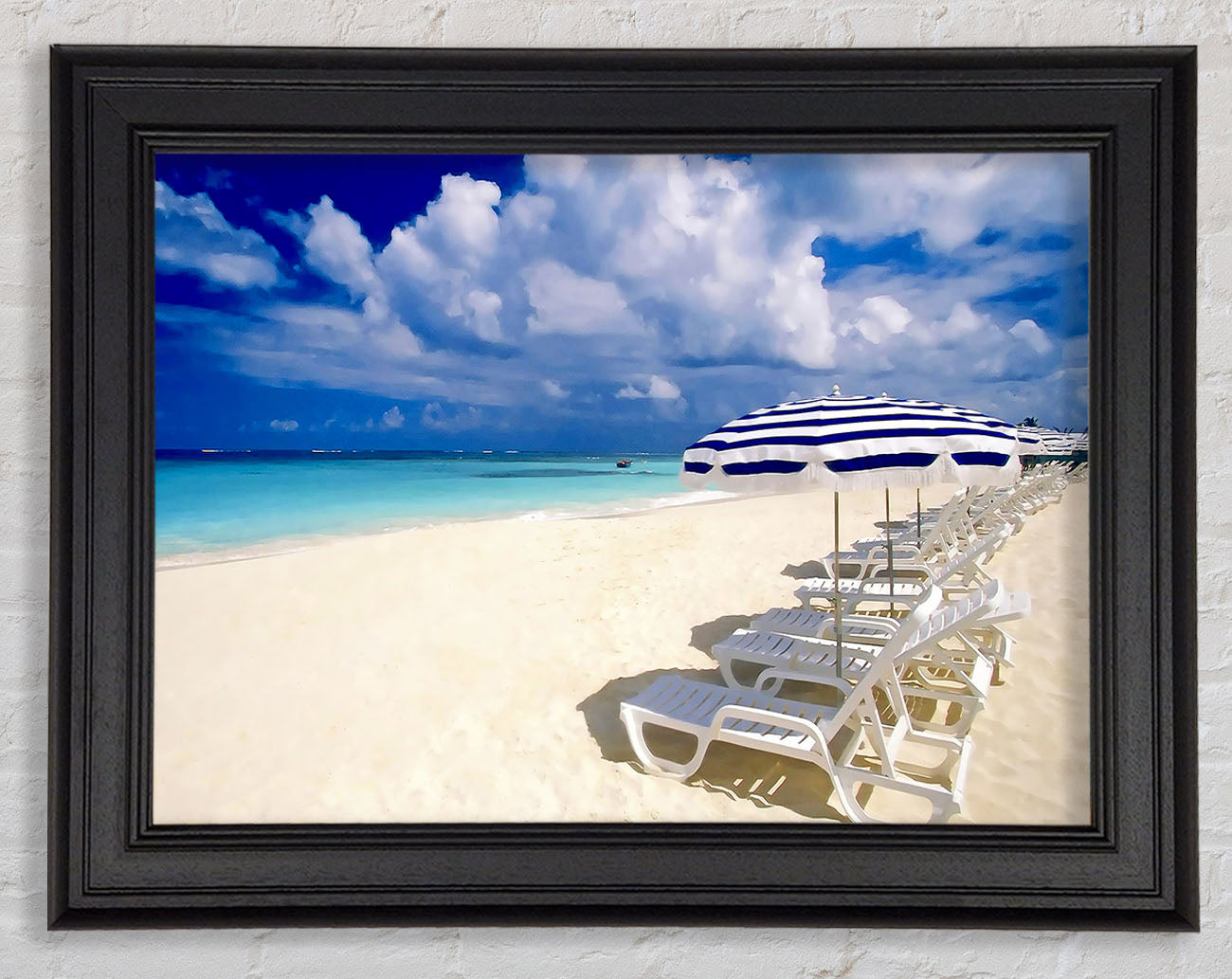 Sun Beds On The Island Of Paradise Framed Print