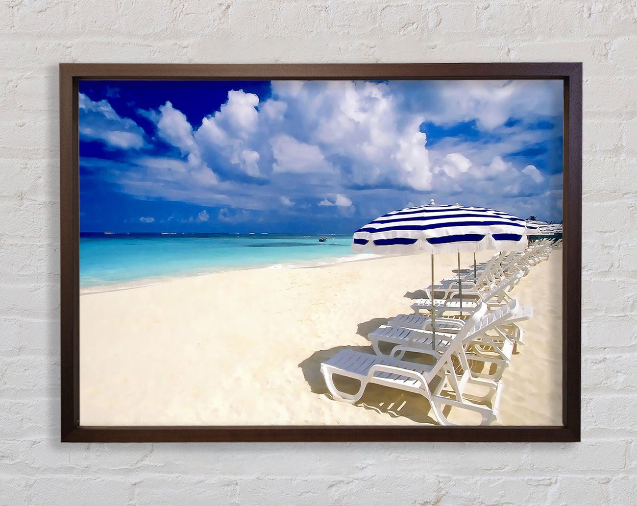 Sun Beds On The Island Of Paradise Framed Print